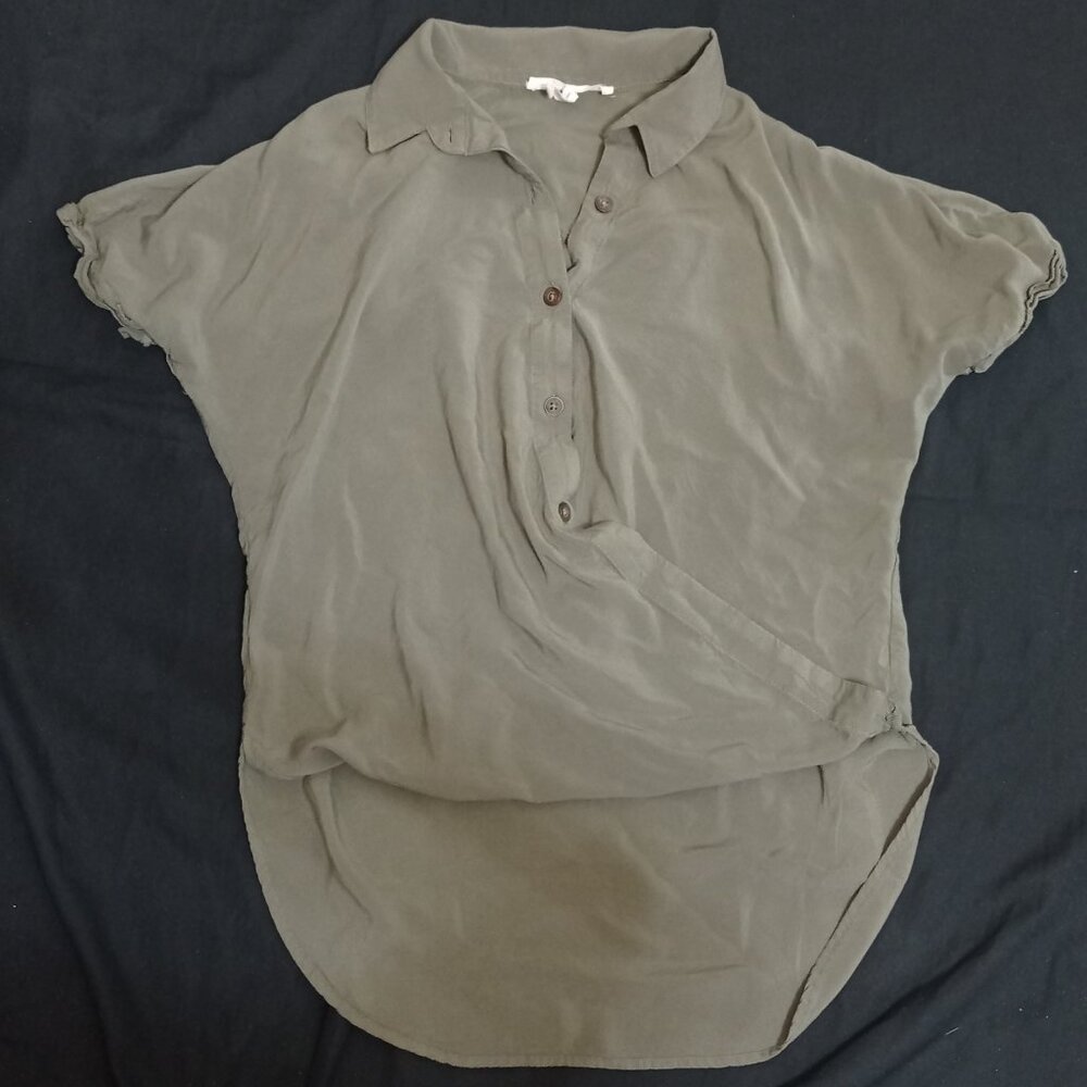 BCBGeneration Wrap Shirt Blouse Top Sleeve Army Green Size XS X-small